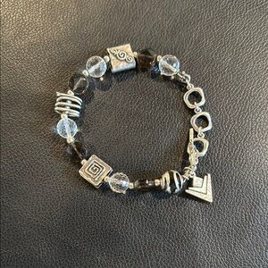 Silpada Silver and Black Charm Bracelet with Antique Finish